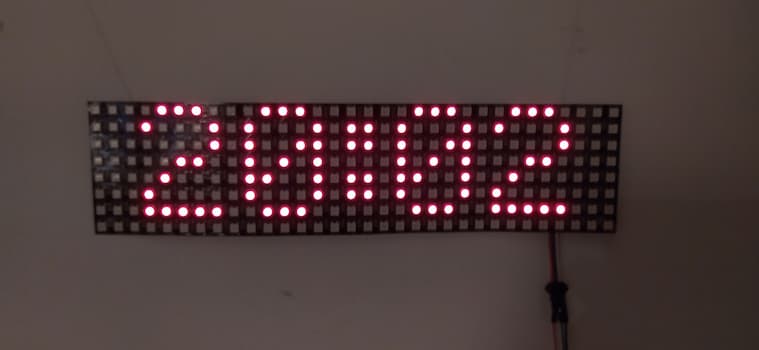 WS2812B LED matrix showing time