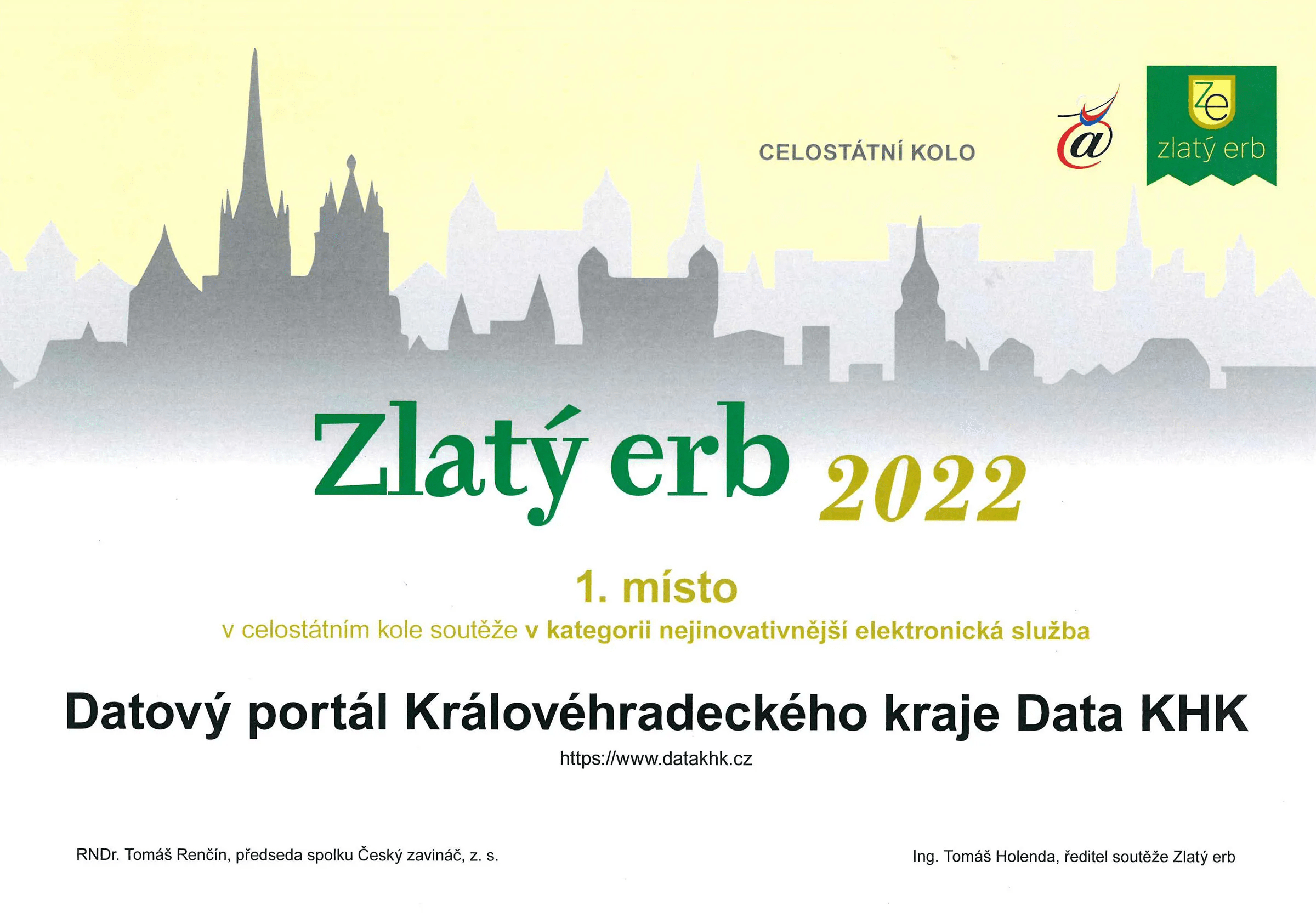 Diplom Zlatý Erb 2022