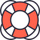 Logo nadace, což je záchranářský oranžovo-bílý kruh.